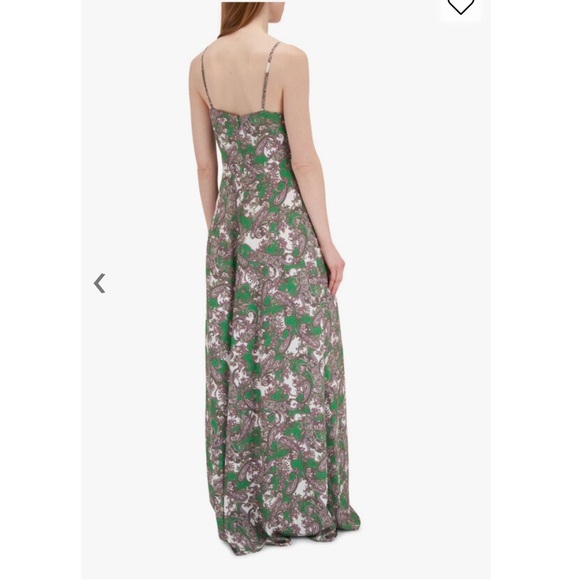 L'AGENCE Green Paisley Cutout Spaghetti-Strap Maxi Dress Sz 8 - Picture 2 of 13